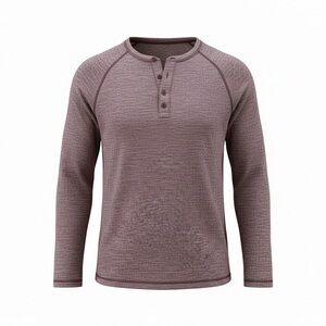 Express Men's Heathered Long Sleeve Henley in Brown